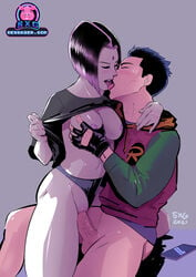 1boy 1girls areola areolae balls big_balls big_breasts big_penis breasts damian_wayne dc dc_comics female female_focus female_penetrated french_kiss french_kissing grabbing_breast grabbing_breasts groping groping_breasts kissing light-skinned_female light-skinned_male light_skin male rachel_roth raven_(dc) robin_(damian_wayne) robin_(dc) sexgazer tagme teen_titans vaginal vaginal_penetration vaginal_sex veiny_penis