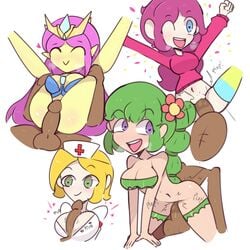 4girls black_testicles blonde_hair blue_eyes buttjob closed_eyes crown cute cute_as_hell_oh_my_god dark-skinned_male disembodied_penis dryad_(terraria) empress_of_light faceless_male fairy flower_in_hair frostone grabbing_legs green_eyes green_hair heart-shaped_pupils heavy_breathing interracial legs_held_open monster_girl nurse_(terraria) open_mouth paizuri party_girl_(terraria) penetration penile_penetration penis penis_in_pussy pigtail pink_hair plap_(sound) purple_eyes pussy reverse_suspended_congress rubbing shiny_ass shiny_skin short_hair simple_background smile spread_legs straight terraria tights vagina vaginal vaginal_penetration vaginal_sex white_background winking_at_viewer yellow_skin