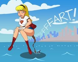 blush clothing dc dc_comics fart flying justice_league justice_league_unlimited pooping randomrandom scat supergirl supergirl_(series) superman_(series)