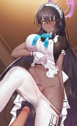 angel blue_archive breast_hold censored cleaning_&_clearing_(blue_archive) eun_bari karin_(blue_archive) maid millennium_science_school_logo_(blue_archive) millennium_science_school_student pantsu panty_pull pantyhose penis pubic_hair pussy skirt_lift undressing