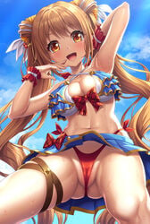 anus bikini cameltoe garter lambda_(artist) lambda_(kusowarota) original original_character skirt_lift swimsuits thong