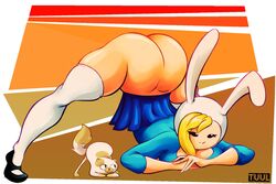 1girls adventure_time ass ass_focus ass_up big_ass big_butt blonde_hair bunny_tail butt_crack cake_the_cat face_down face_down_ass_up fionna_the_human_girl furry furry_tail jack-o_pose jackochallenge juggertuul legs_spread long_hair meme rule_63 tuul