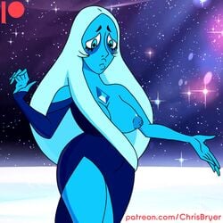 1girls big_breasts blue_body blue_diamond_(steven_universe) blue_eyes blue_nipples blue_skin breast_outside breasts busty cartoon_network chris_bryer female female_only nipples puffy_nipples solo solo_female steven_universe thebrise