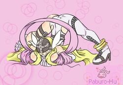 1girls angewomon ass ass_focus ass_up big_breasts big_breasts blonde_hair clothed digimon face_down face_down_ass_up jack-o_pose jackochallenge legs_spread long_hair paburo-hu