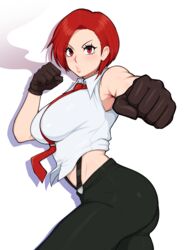 1girls afrobull female_only gloves king_of_fighters looking_at_viewer no_sex red_eyes red_hair snk tagme tie vanessa_(kof)