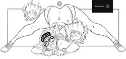 1girls ahe_gao android arale_norimaki arched_back ass ass_focus ass_up big_ass big_butt black_and_white closed_eyes dr._slump eyes_closed face_down face_down_ass_up female gajira_norimaki glasses gynoid hat jack-o_pose jackochallenge legs_spread long_hair short_hair top-down_bottom-up