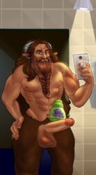 1boy abs animal_ears artist_initials balls ballsack bara bartel beard big_balls body_fur body_hair boner braided_beard brown_fur brown_hair confident curly_hair erection facial_hair faun foreskin foreskin_folds furry_balls green_eyes half-human heavy_balls horns humanoid humanoid_penis hunk intact long_beard long_hair_male male male_nipples male_only male_pubic_hair masculine mature_male muscles muscular_male mustache nude_male pecs penis proud retracted_foreskin samyrai_(artist) satyr scrotum selfie shampoo_challenge smooth_penis solo testicles uncut