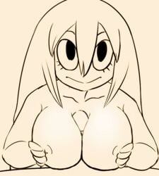 1boy 1girls amphibian animated big_breasts bimbo boobjob breasts busty edit eye_contact faceless_male female frog hair huge_breasts kabutoro long_hair male monochrome my_hero_academia nipples paizuri penis sex shounen_jump smile solo_focus teenager tsuyu_asui wide_eyed