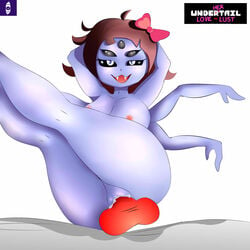 anthro big_breasts black_eyes black_hair cum_in_pussy cum_inside eclara indigopencil muffet purple_skin spider under(her)tail underhertail undertail undertale undertale_au undertale_fanfiction vaginal_penetration