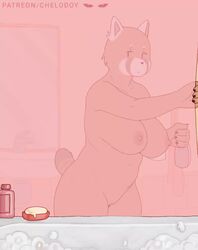 1girls aggressive_retsuko animated anthro areolae ass bathroom bouncing_breasts breasts bubble_ass bubble_butt chelodoy fat female female_only furry large_ass looking_at_viewer mp4 nipples no_sound nude pussy retsuko's_mother sanrio solo video