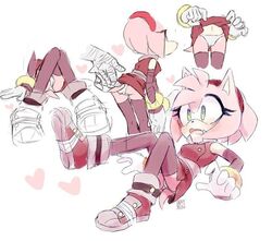 amy_rose amy_rose_(boom) anthro cameltoe cute disembodied_hand green_eyes hedgehog knuckles_the_echidna panties petite pink_hair sonic_(series) sonic_boom