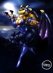 bat_girl genderswap_(mtf) helmet huge_ass huge_breasts mega_man megaman.exe mtf_transformation onatart post_transformation rule_63 thick_thighs thigh_boots transformation