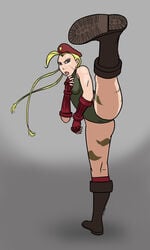 before beret blonde_hair blue_eyes boots cammy_white female kicking leotard pre-transformation sortimid street_fighter