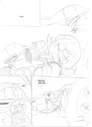 avery_(skullgirls) black_and_white comic cum female heartie peacock_(skullgirls) rape skullgirls traditional_media_(artwork)