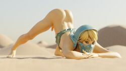 1boy 3d altrix3d blender bottomless crossdressing desert femboy gerudo_link jack-o_pose light-skinned_femboy light-skinned_male link male_only outside penis precum solo tagme the_legend_of_zelda