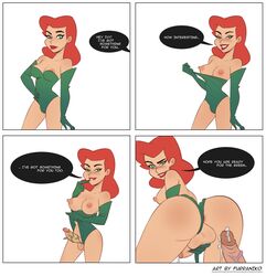 1boy 1futa 4koma areolae back backsack balls batman:_the_animated_series batman_(series) big_penis breasts clothed clothing comic dc_comics dcau dialogue erection fully_clothed furraniko futa_focus futa_sans_pussy futanari human human_only light-skinned_futanari light_skin looking_back male male_on_futa male_pov mostly_nude nipples orange_hair partially_clothed penis poison_ivy poison_ivy_(dcau) precum presenting solo_focus standing text