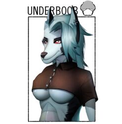 2021 anthro female furry furry_only helluva_boss loona_(helluva_boss) mammal red_eyes scarletside underboob vivienne_medrano white_eyes white_fur white_hair yiff