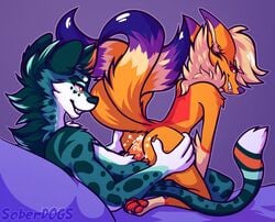 animation_meme_community kitsune male/female orange_fur reverse_cowgirl_position roxxie roxxie_(artist)