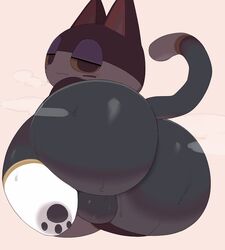 1boy abnarie abunaiesennyou_san animal_crossing animal_ears anthro ass ass_focus balls big_ass big_butt black_body black_eyes black_fur blush bottom_heavy butt butt_focus cat_ears cat_tail domestic_cat felid feline felis feminine_male feminine_pose fur furry girly half-closed_eyes huge_ass huge_butt looking_at_viewer looking_back male male_only mammal musk nintendo pawpads punchy_(animal_crossing) raised_tail simple_background solo solo_male sweat tail testicles two_tone_body two_tone_fur video_games white_body white_fur yellow_sclera