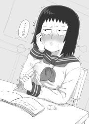 ax_g90 blush blushing_female highschool kurata_tome mob_psycho_100 nipple_bulge nipples_visible_through_clothing schoolgirl schoolgirl_uniform teen_girl teenage_girl teenager visible_nipples