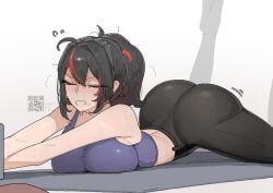 1girls ass azz0422 breasts closed_eyes clothed female female_focus female_only large_ass large_breasts light-skinned_female light_skin lying solo stretching thick_thighs thighs zenless_zone_zero zhu_yuan