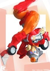 1girls 3d 3d_(artwork) ass ass_visible_through_thighs blue_eyes female firestar glowing_eyes helmet high_heels high_resolution highres panties pistol robot robot_girl robot_humanoid solo solo_female thick_thighs thighs transformers trawert