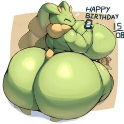 anthro ass big_breasts big_butt big_ears birthday breasts curvy_figure duo electronics female feral fusion generation_3_pokemon generation_4_pokemon green_body gulpin hi_res high-angle_view huge_ass huge_breasts huge_butt hyper hyper_butt kneeling lagomorph leporid lightmizano lopunny male mammal message nintendo phone pichu-kun_(character) pokemon pokemon_(species) pokemon_fusion profanity question_mark rabbit shaded short_tail signature slightly_chubby slightly_chubby_anthro slightly_chubby_female stevest58244496 tail thick_thighs voluptuous voluptuous_anthro voluptuous_female