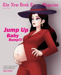 hat magazine_cover mario_(series) pauline pauline_(mario) pregnant pregnant_female red_suit