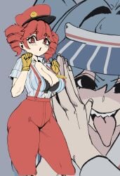 2d 2d_(artwork) 2girls ass ass_visible_from_the_front big_ass big_breasts big_thighs black_bra blouse blue_background blush blush_lines bra breasts cleavage curvaceous curvy curvy_female curvy_figure erect_nipples erect_nipples_under_clothes fat_thighs female female_focus female_only gino_neko gloves hat hatsune_miku high-waist_pants high_waisted_pants huge_ass huge_breasts huge_thighs kasane_teto kasane_teto_(sv) large_ass large_breasts large_thighs mesmerizer_(vocaloid) mesmerizer_miku mesmerizer_teto nipple_bulge open_blouse open_mouth open_shirt red_eyes red_hair shirt surprised surprised_expression suspenders synthesizer_v thick_thighs thighs tight_clothing tight_pants twin_drills utau vocaloid voluptuous voluptuous_female wide_hips