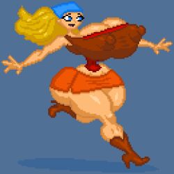 2d big_breasts blonde_hair boots breasts busty cowboy_boots erect_nipples female female_focus female_only hourglass_figure huge_breasts inclinedtrunk large_breasts lindsay_(tdi) long_hair navel nipple_bulge pixel_art skimpy skimpy_clothes tagme thick_thighs total_drama_island wide_hips