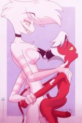 4_arms anal anal_sex angel_dust anthro arachnid arthropod ass balls big_penis demon duo erection fan_character fluffy fluffy_chest fur genitals hair hazbin_hotel hellaverse helluva_boss hi_res horn humanoid_genitalia humanoid_penis imp male male/male male_penetrated male_penetrating male_penetrating_male multi_arm multi_limb nude penetration penile penis prismanoodle_(artist) red_body sex simple_background smile spider spots teeth terry_(prismanoodle) white_hair white_spots yellow_eyes