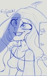 1boy 1girls biting_lip cartoon_network dc dc_comics dc_super_hero_girls green_lantern jessica_cruz offscreen_male penis penis_shadow shadow sketch solidusfs sweat text warner_brothers