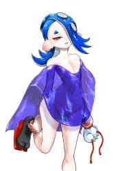 completely_nude koharuno2 octoling octoling_girl shawl shawl_only shiver_(splatoon) shiver_hohojiro splatoon splatoon_(series) splatoon_3 tagme tentacle_hair