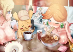 1futa 5girls after_sex areolae ass blush bowl breasts casual casual_nudity coffee coffee_mug crossover crown cum cum_in_pussy cum_inside cum_pool cum_puddle detective_pikachu detective_pikachu_(series) earrings eating electronics erect_nipples female female_focus futa_on_female futanari hat headwear human large_penis light-skinned_female light_skin mario_(series) meme metroid nintendo nipples noodles nude pale_skin phone pikachu pokémon_(species) pokemon princess_daisy princess_peach princess_rosalina ramen samus_aran sex steam steaming_body super_smash_bros. super_smash_bros._ultimate sweat sweatdrop sweaty table tagme wii_fit wii_fit_trainer yukibana_(awa)