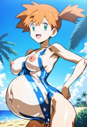 ai_generated body_paint breasts kasumi_(pokemon) pokemon pregnant see-through tagme vagina