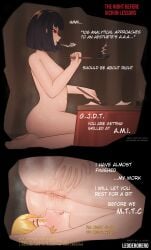 1boy absurdres after_cunnilingus artist_name ashtray black_hair blonde_hair blush bob_cut commentary cunnilingus english_commentary english_text female from_side highres holding holding_brush holding_smoking_pipe leoderorero limbus_company nude open_mouth oral project_moon pussy pussy_juice pussy_juice_in_mouth pussy_juice_on_face pussy_juice_trail red_eyes ringed_eyes ryoshu_(project_moon) seiza short_hair simple_background sinclair_(project_moon) sitting sitting_on_face smoke smoking smoking_pipe spread_pussy spreading_own_ass spreading_own_pussy steam steaming_body straight tongue tongue_out uncensored yellow_eyes