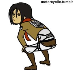 animated ass ass_shake attack_on_titan black_hair expressionless looking_at_viewer mikasa_ackerman pawg twerking