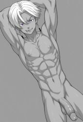 1boy 1male ai_generated bara big_penis bottom_pov civitai enticing gay gay_male illustrious_(stable_diffusion) implied_sex male male_focus male_only male_prey nude queer stable_diffusion sweat sweating tied_up tokyo_revengers yaoi black_and_white showing_off jerking jerkingoff one_arm_up arms_behind_head smirking_at_viewer smirking smirk tongue_out izana_kurokawa