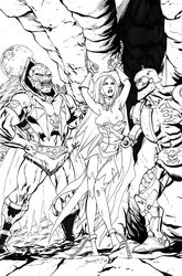 1girls 2009 2boys black_and_white breasts chained chains frosta hordak horde_symbol_(she-ra) masters_of_the_universe monochrome nipples she-ra_princess_of_power tim_seeley trap-jaw