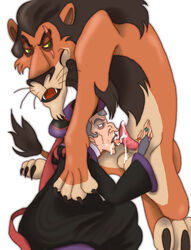 2boys animal_genitalia canine canine_penis crossover disney erection fellatio gay grey_hair human judge_claude_frollo lion male male_only scar_(the_lion_king) the_hunchback_of_notre_dame the_lion_king villain what yaoi zoophilia