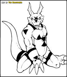 anthro big_muscles digimon dragoneer front_view guilmon male male_only muscular_male nude penis solo tagme