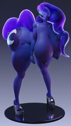 1girls 3d 4k 9:16 absurd_res anthro anthrofied big_breasts biped blue_body breasts digital_media_(artwork) equid equine female female_only friendship_is_magic furry hasbro hi_res high_heels horn huge_breasts lunar57 mammal my_little_pony nipples nude platform_heels princess_luna_(mlp) solo turntable unicorn