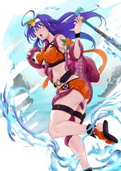 alternate_costume bare_legs bikini breast_grab covered_nipples fire_emblem fire_emblem:_path_of_radiance fire_emblem:_radiant_dawn fire_emblem_heroes green_eyes groping headband long_hair medium_breasts mia_(fire_emblem) mia_(summer)_(fire_emblem) nintendo nipple_bulge official_alternate_costume open_mouth orange_bikini orange_swimsuit purple_hair restrained sandals swimsuit tentacle vialnite