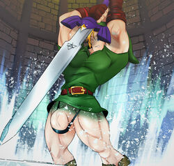 1boy abs bara biceps blonde_hair bodybuilder bulge cum cum_on_penis cum_shot cumming cumshot flaccid hyper hyper_balls hyper_bulge hyper_genitalia hyper_muscles hyper_penis hyper_testicles kingdom_velvet link link_(ocarina_of_time) male male_focus male_only master_sword muscle muscles muscular muscular_arms muscular_ass muscular_back muscular_legs muscular_male muscular_thighs nipples ocarina_of_time pecs penis_growth ripped_clothing solo solo_male the_legend_of_zelda veins veiny_penis