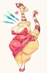 ampharos big_breasts breasts drawfruit female furry heart honhearthy nintendo pokémon_(species) pokemon pokemon_(species) slightly_chubby thick_thighs video_games wide_hips