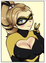 1girls big_breasts chloe_bourgeois cleavage cleavage_cutout color female female_only marahnsfw miraculous_ladybug nipples_visible_through_clothing queen_bee_(character) solo tagme v wink winking winking_at_viewer