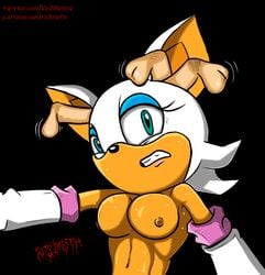 abs armpits balls bat breasts ear ear_fuck ear_penetration floating_penis furry gloves nipples redmoth rouge_the_bat sonic_(series) sweat sweatdrop triple_penetration