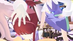 1boy 3girls akko_kagari animated assisted_fellatio brown_hair dubious_consent foot_on_back forced_deepthroat forced_oral hand_on_head little_witch_academia no_sound pink_hair red_eyes sucy_manbavaran tagme thlayli video