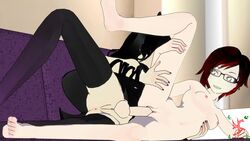 1futa 1girls 3d animated anus ass balls black_hair blake_belladonna breasts faunus feet female fetish full-package_futa futa_on_female futanari glasses happy_sex human intersex leg_lift megane nipples no_sound nude nude_female on_side penis pussy red_hair rooster_teeth ruby_rose rwby sex sfmslayer silver_eyes small_breasts source_filmmaker spread_legs testicles vaginal vaginal_penetration video yellow_eyes