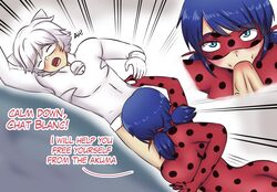 1boy 1girls adrien_agreste blowjob color fellatio ladybug_(character) light-skinned_male looking_pleasured marahnsfw marinette_cheng marinette_dupain-cheng miraculous_ladybug pleasure_face straight tagme text villain